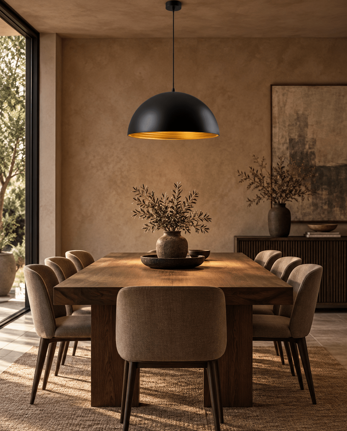 Vogue Black & Gold Dome Pendant Light lifestyle image 1