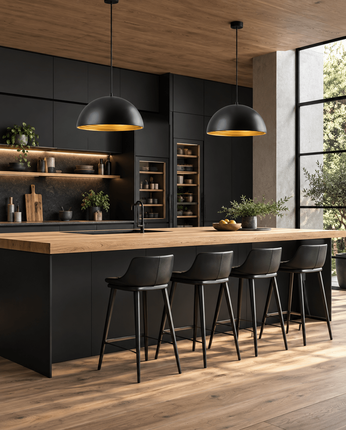 Vogue Black & Gold Dome Pendant Light lifestyle image 2