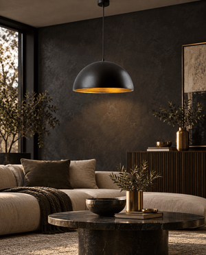 Vogue Black & Gold Dome Pendant Light lifestyle image 3