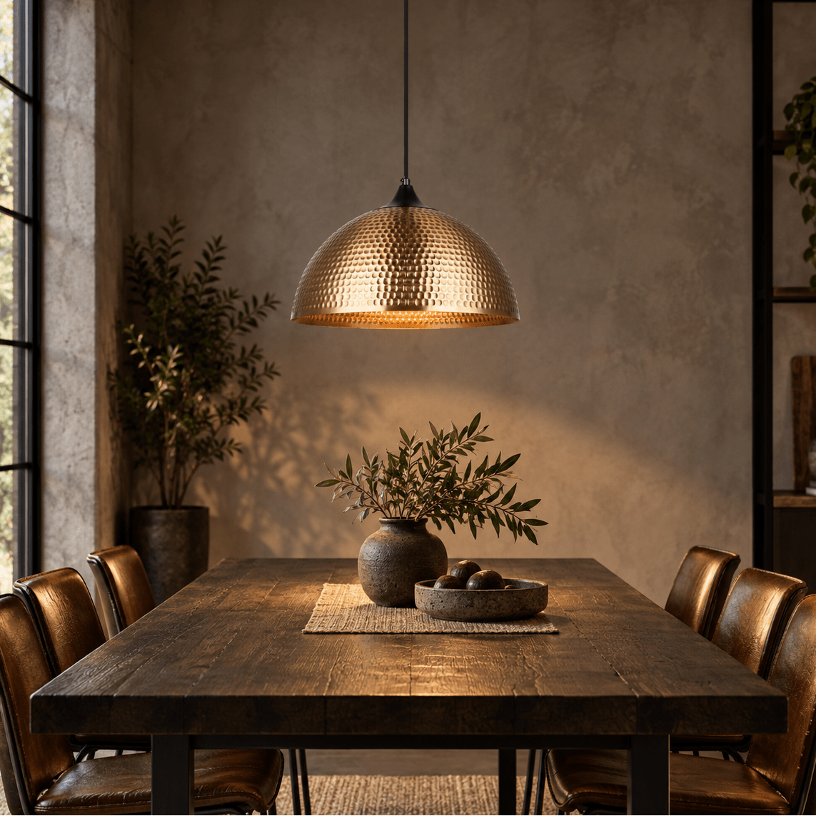 Aeris Hammered Brass Pendant Light lifestyle image 1