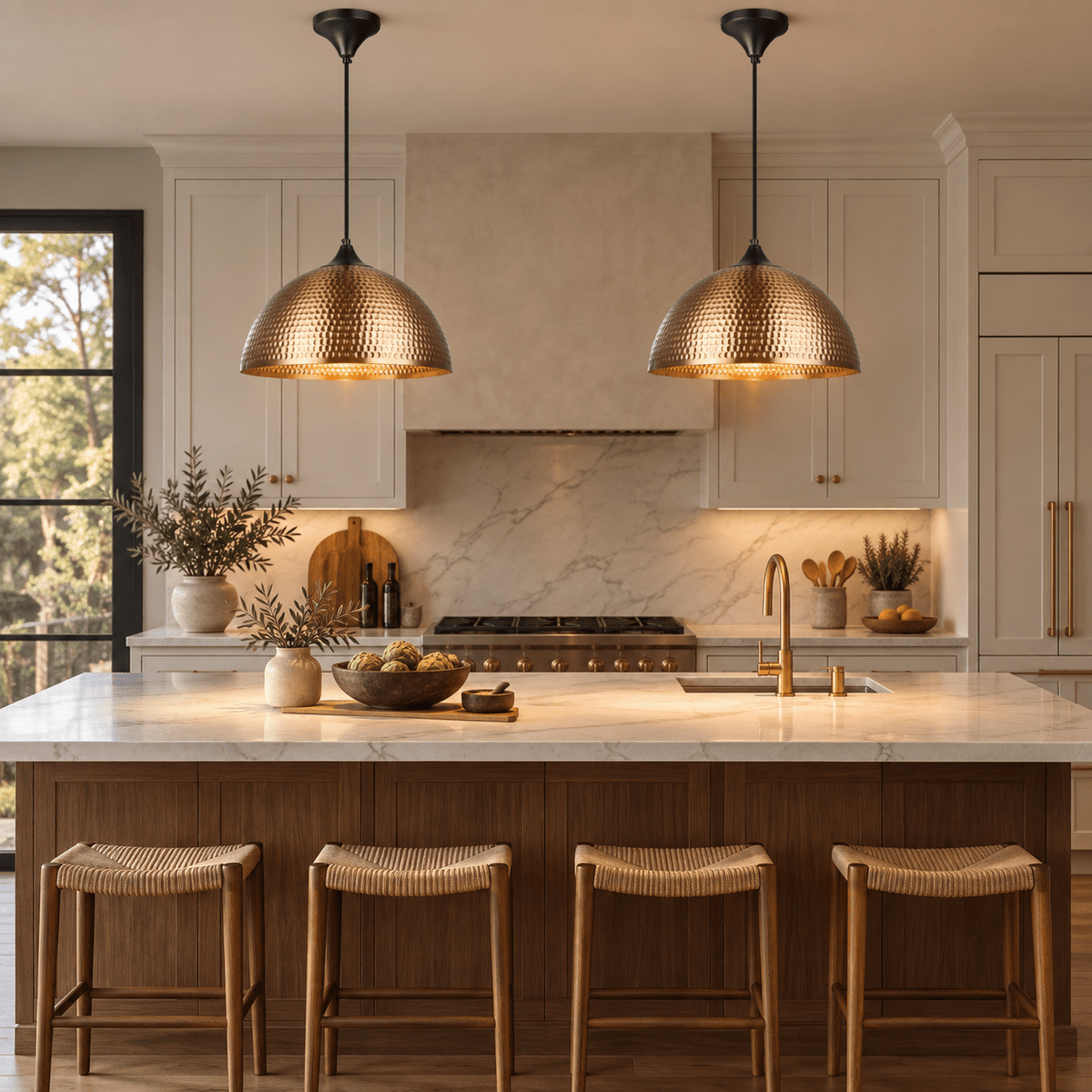 Aeris Hammered Brass Pendant Light lifestyle image 2