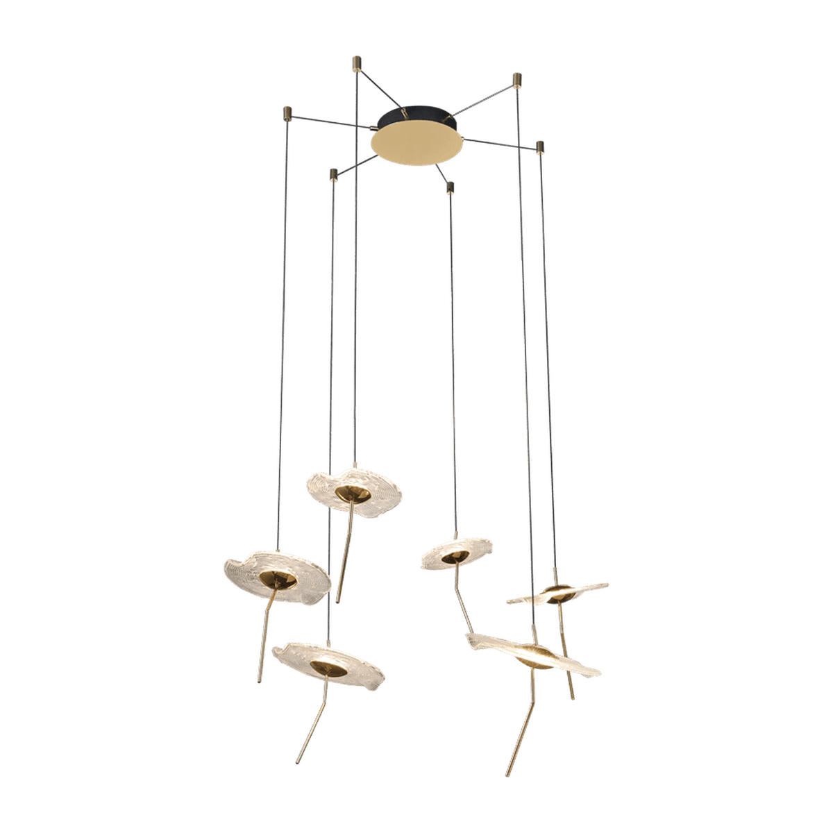 Kinoh Cluster LED Pendant 6 Light — transparent background, 1254 × 1254