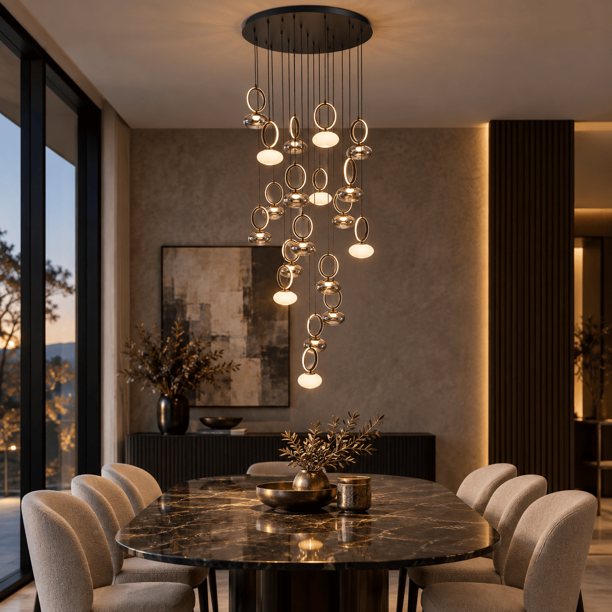 Bayor Black, Opal & Smoke Cluster Pendant Light lifestyle image 1