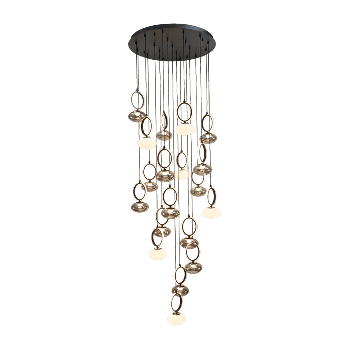 Bayor Black, Opal & Smoke Cluster Pendant Light — transparent background, 1254 × 1254