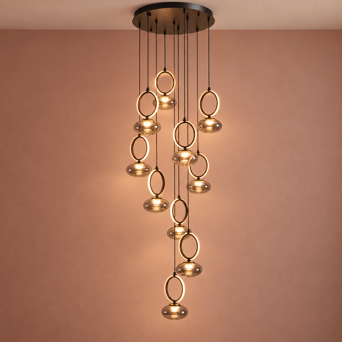 Bayor Black & Smoke Cluster Pendant 10 Light lifestyle image 3