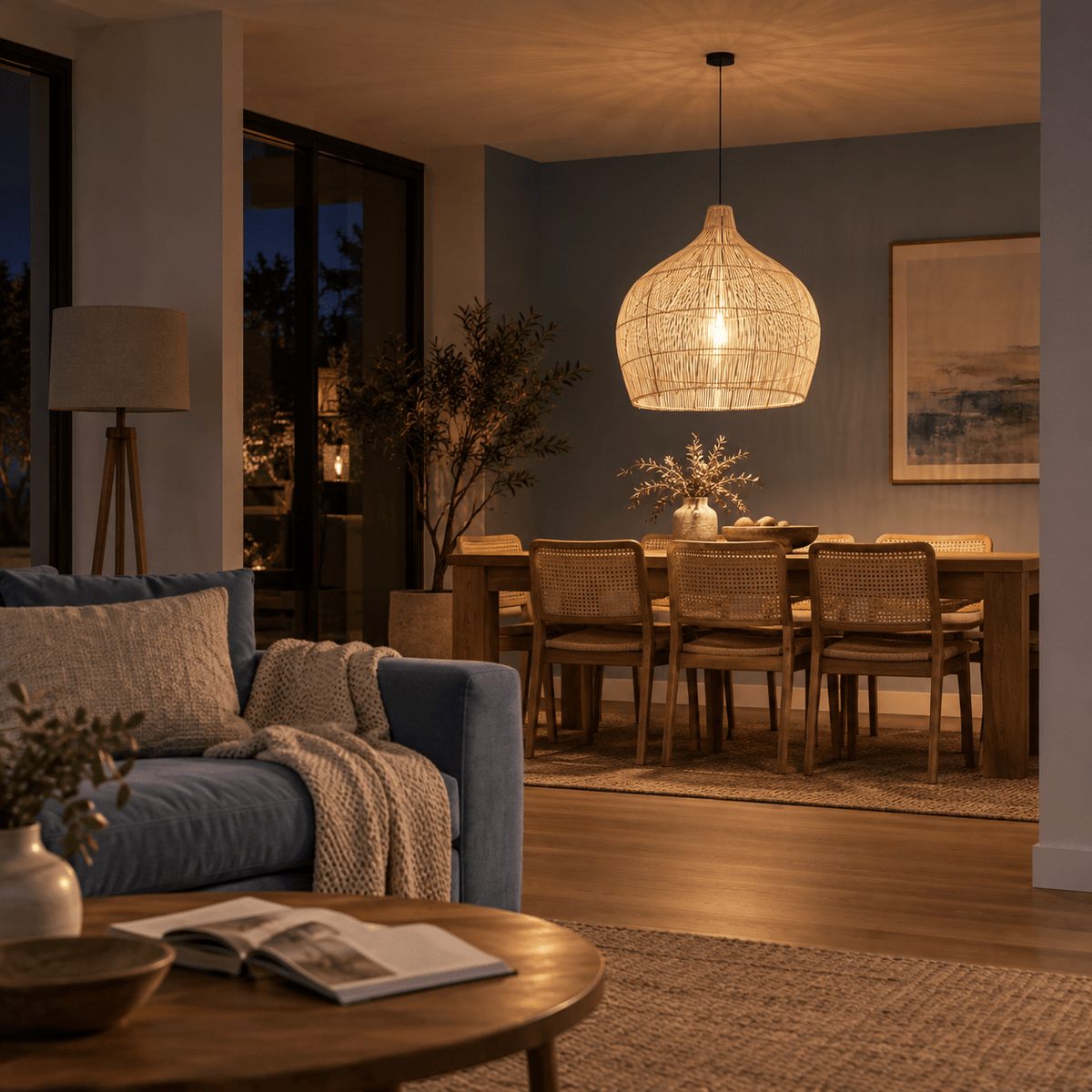 Large Bamboo Dome Pendant lifestyle image — scene 4