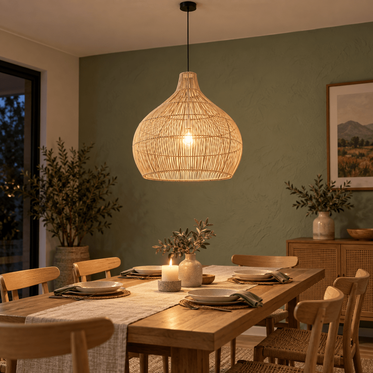 Medium Bamboo Dome Pendant lifestyle image — scene 1