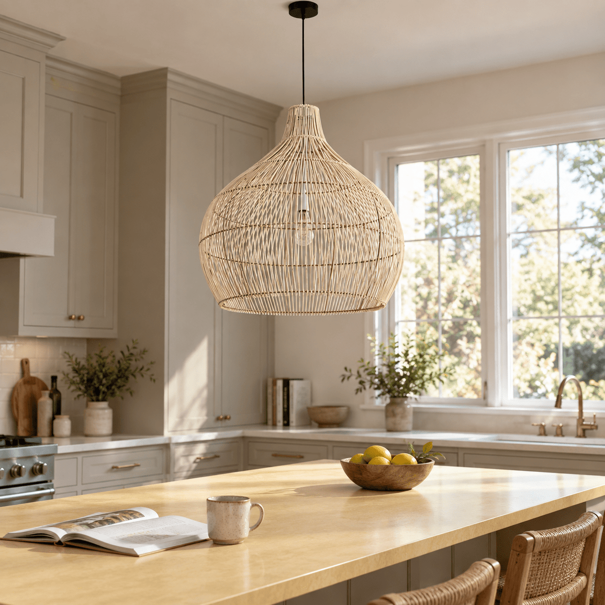 Medium Bamboo Dome Pendant lifestyle image — scene 2