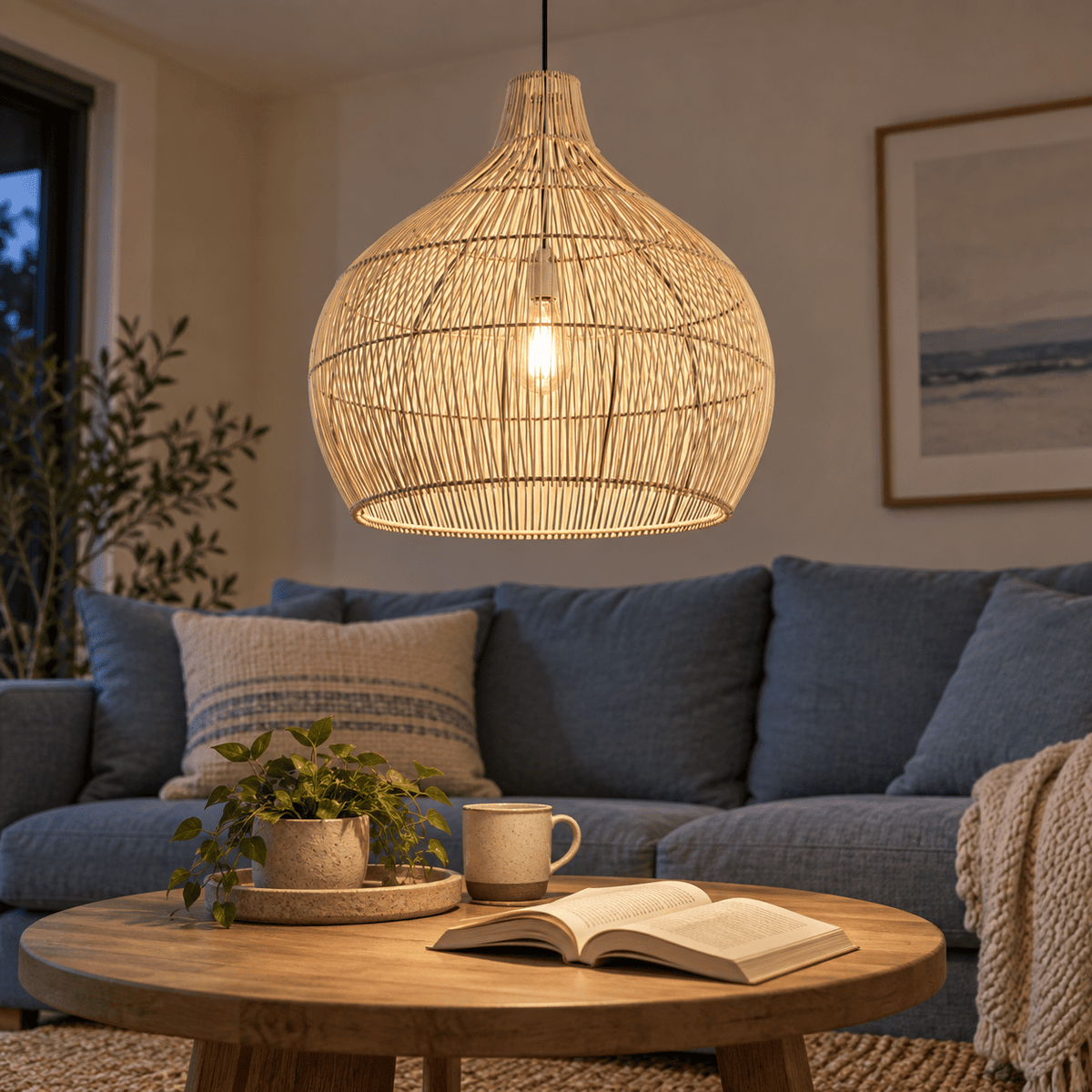 Medium Bamboo Dome Pendant lifestyle image — scene 3