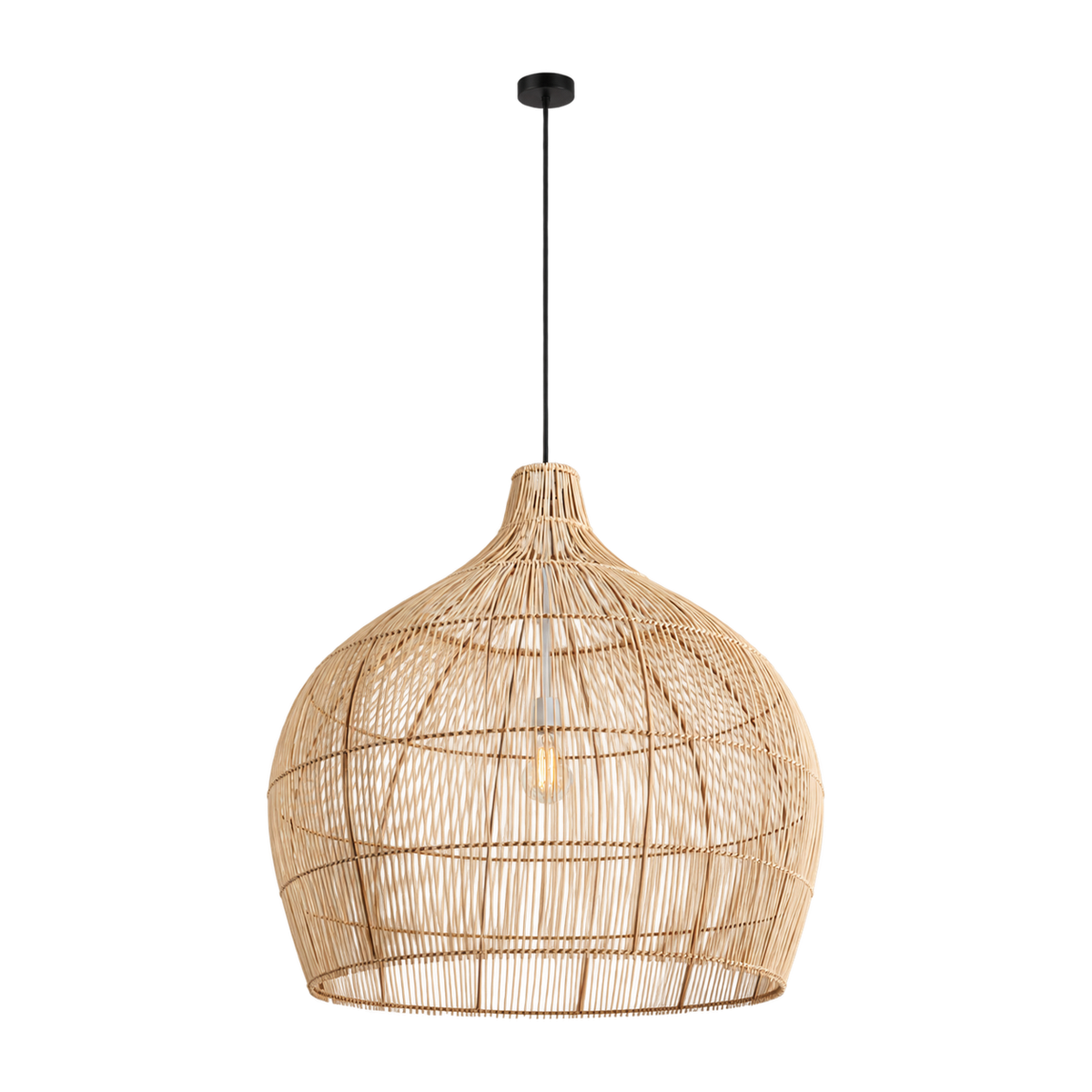 Medium Bamboo Dome Pendant — transparent background, 1254 × 1254