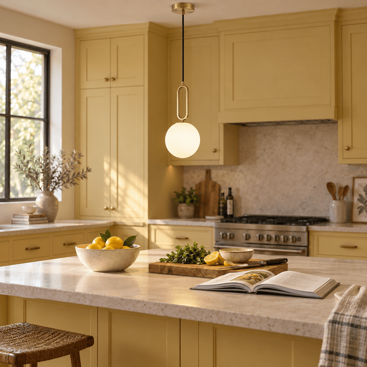 Croquet Small Pendant Light — Kitchen island prep glow