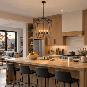 Delport 6 Light Pentagon Ranch Iron Pendant, lifestyle scene 1