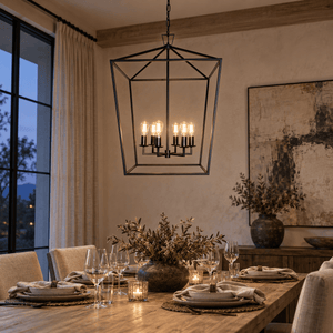 Delport 6 Light Pentagon Ranch Iron Pendant, lifestyle scene 2