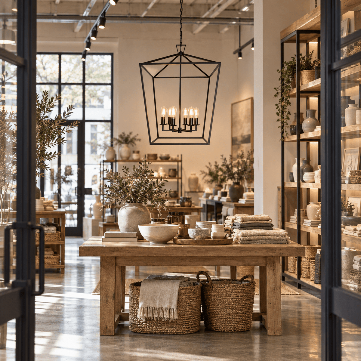Delport 6 Light Pentagon Ranch Iron Pendant, lifestyle scene 3