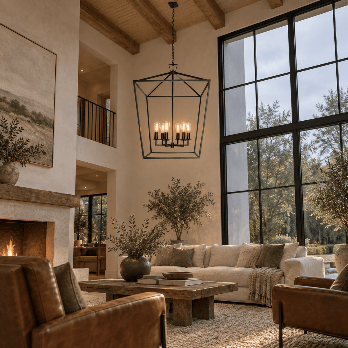 Delport 6 Light Pentagon Ranch Iron Pendant, lifestyle scene 4