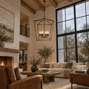 Delport 6 Light Pentagon Ranch Iron Pendant, lifestyle scene 4