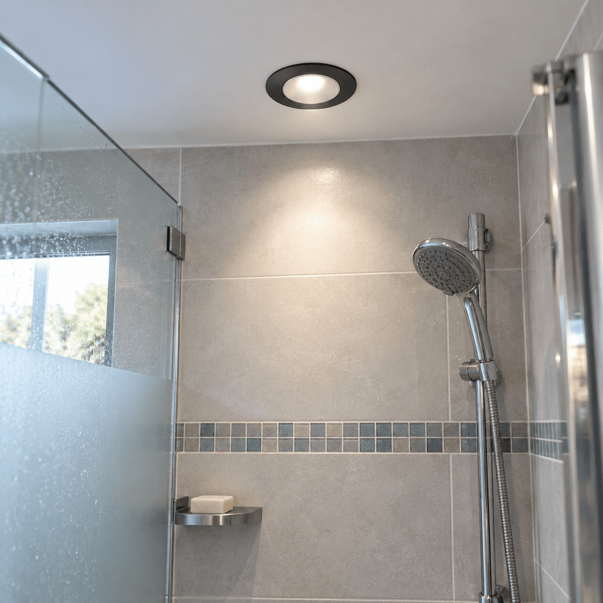 LED Bathroom Downlight Holder - Black IP65 lifestyle image 1