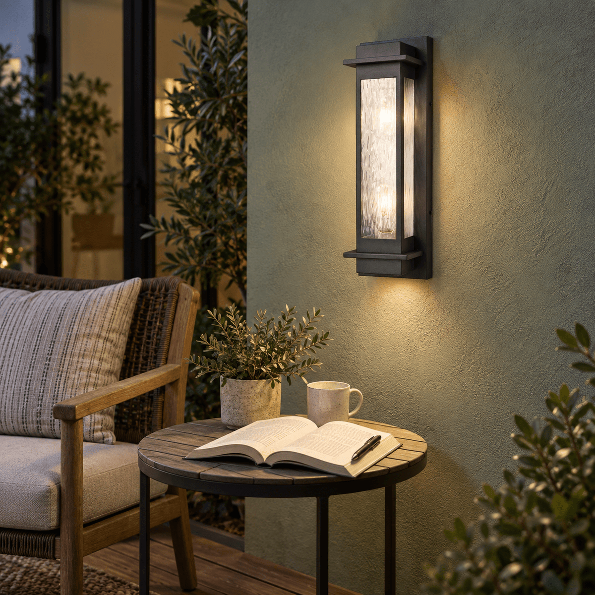 Adam Ribbed Glass Outdoor Wall Light lifestyle image 4