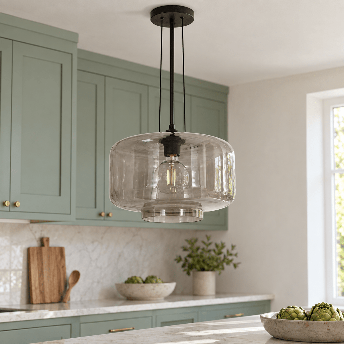 Idle Smoke Glass Pendant Light lifestyle image 3