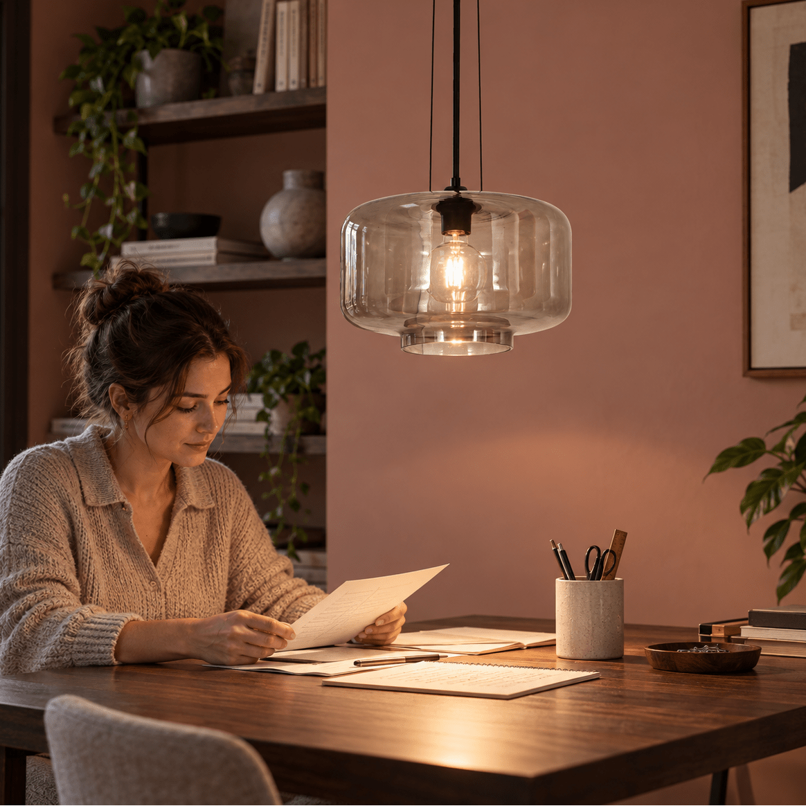 Idle Smoke Glass Pendant Light lifestyle image 4