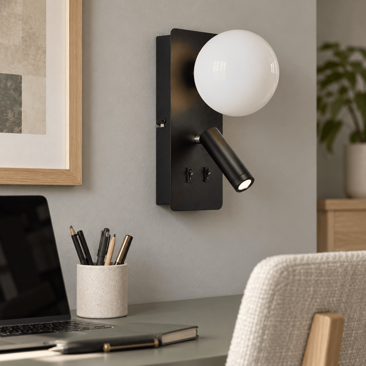 Nelson Black Wall Light lifestyle image 3