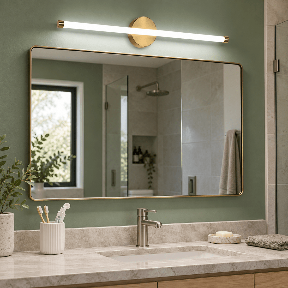 Flare Gold LED Mirror / Picture Light lifestyle image 1