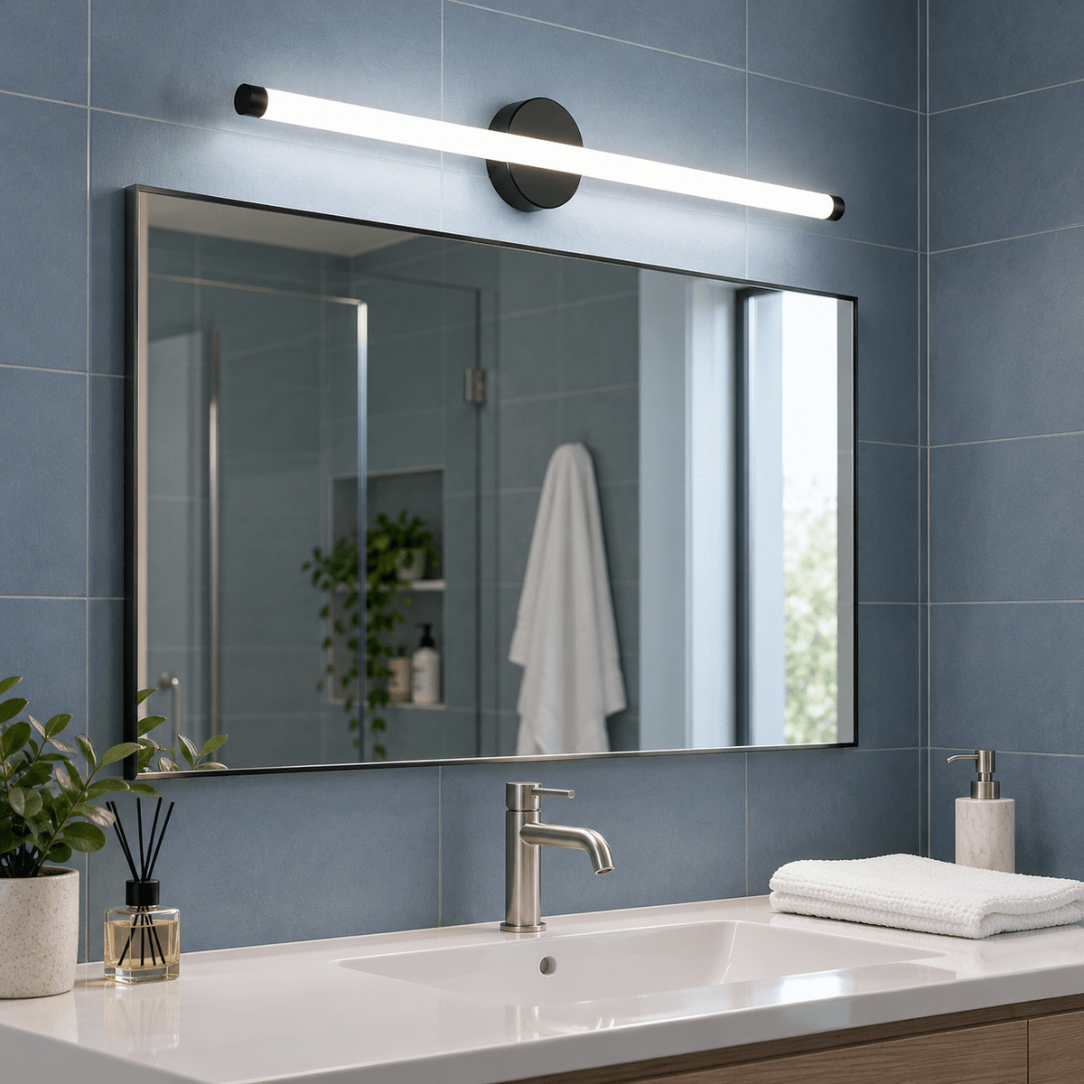 Flare Black LED Mirror / Picture Light lifestyle image 1
