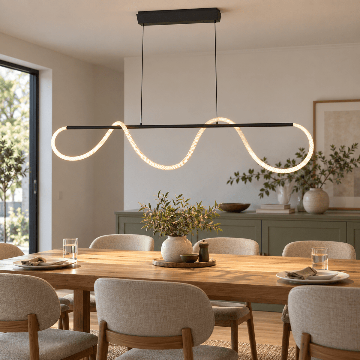 Pana Linear Woven Flex LED Pendant lifestyle image 1