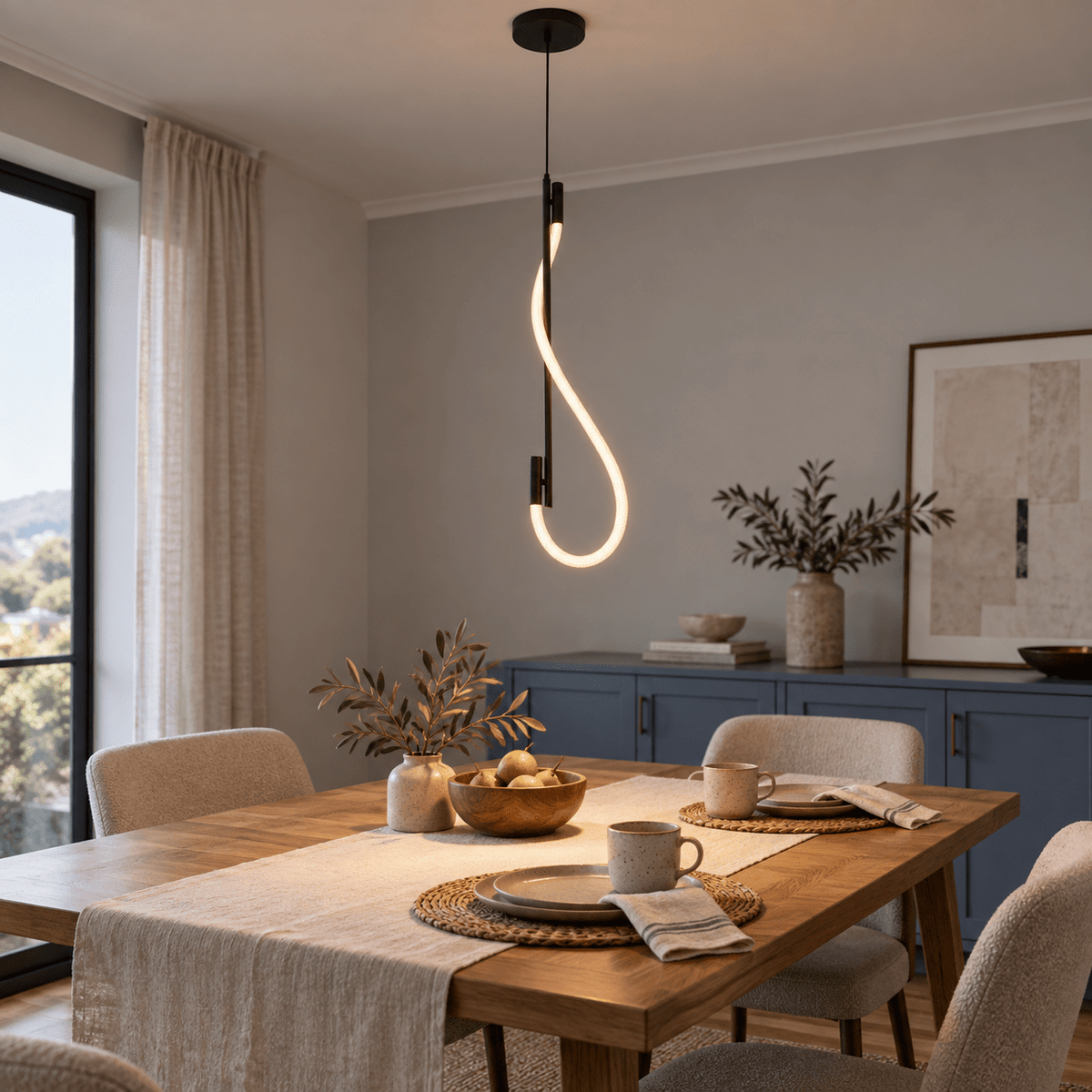 Pana Hanging Woven Flex LED Pendant lifestyle image 1