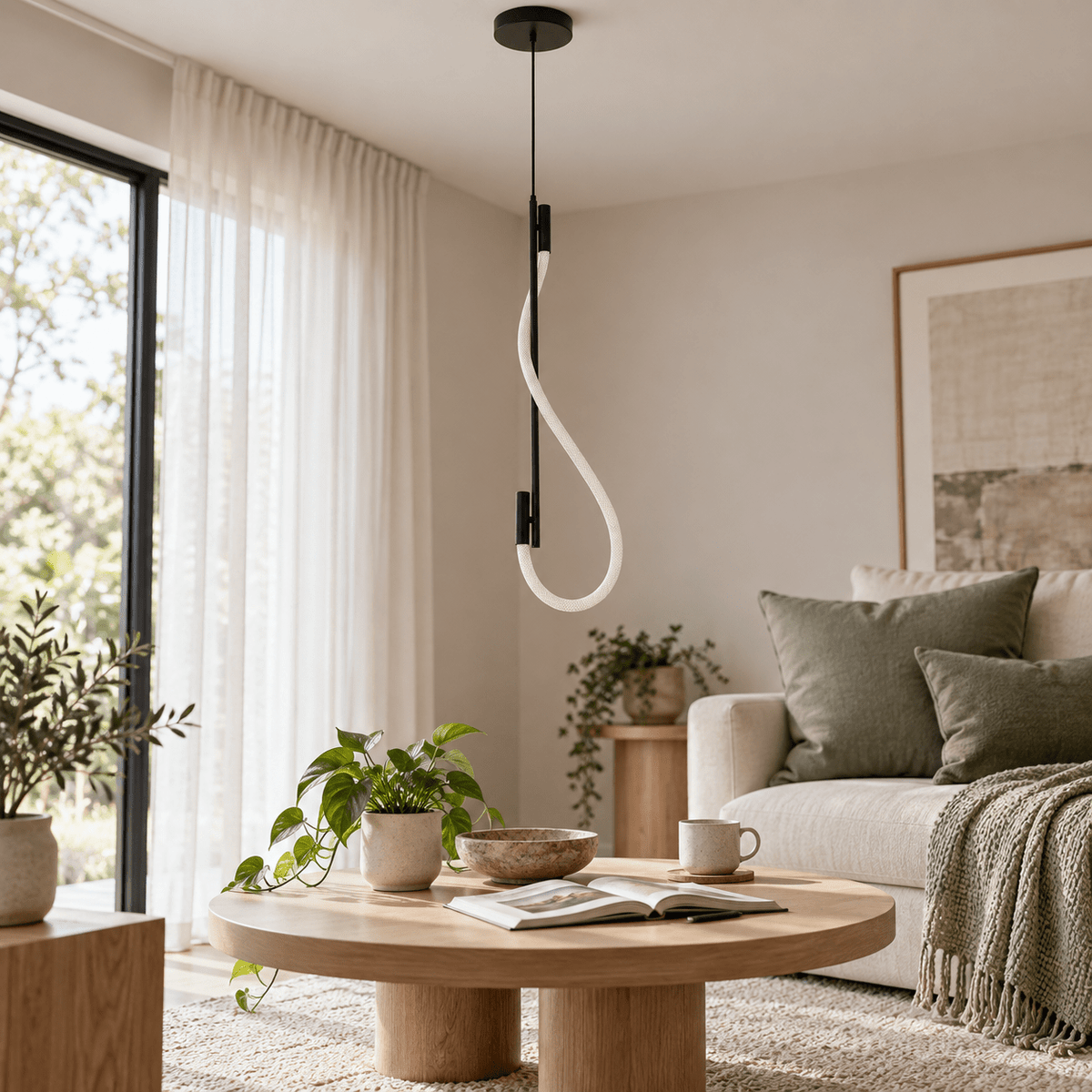 Pana Hanging Woven Flex LED Pendant lifestyle image 2