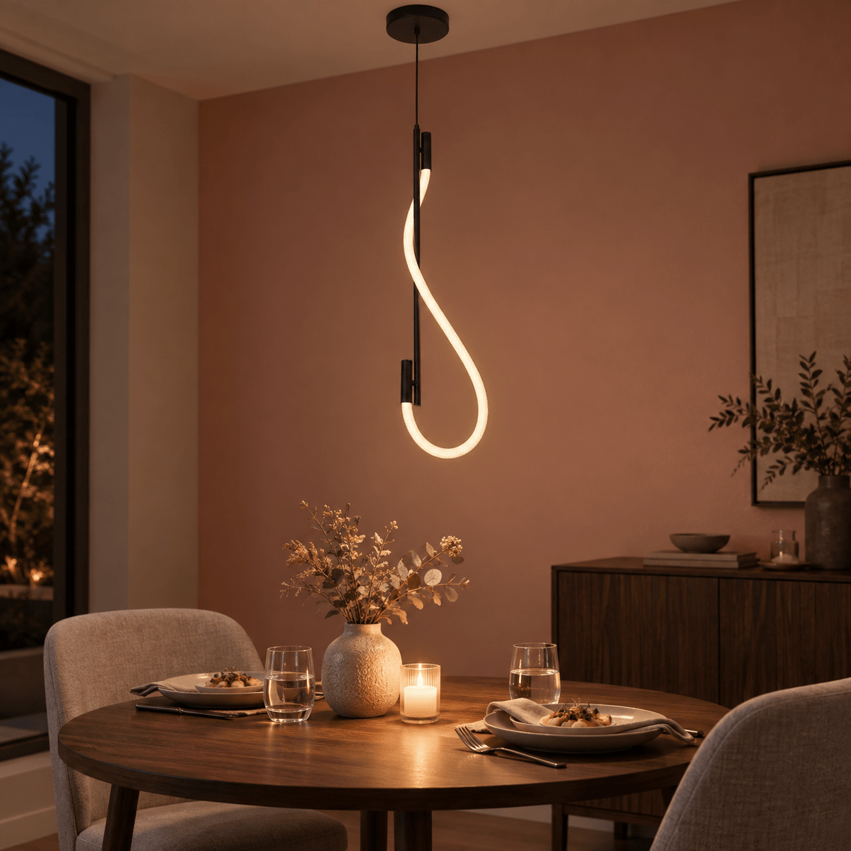 Pana Hanging Woven Flex LED Pendant lifestyle image 4