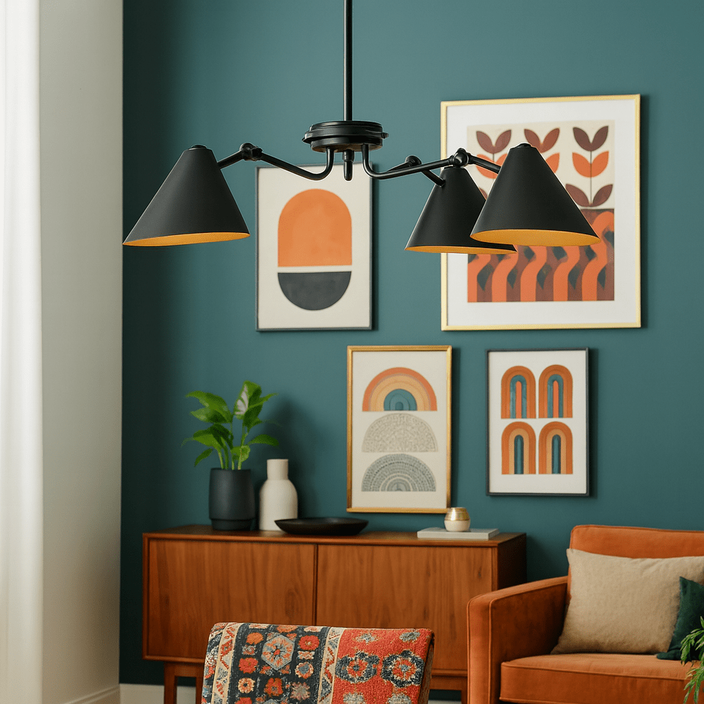 3 Light Black Metal Chandelier