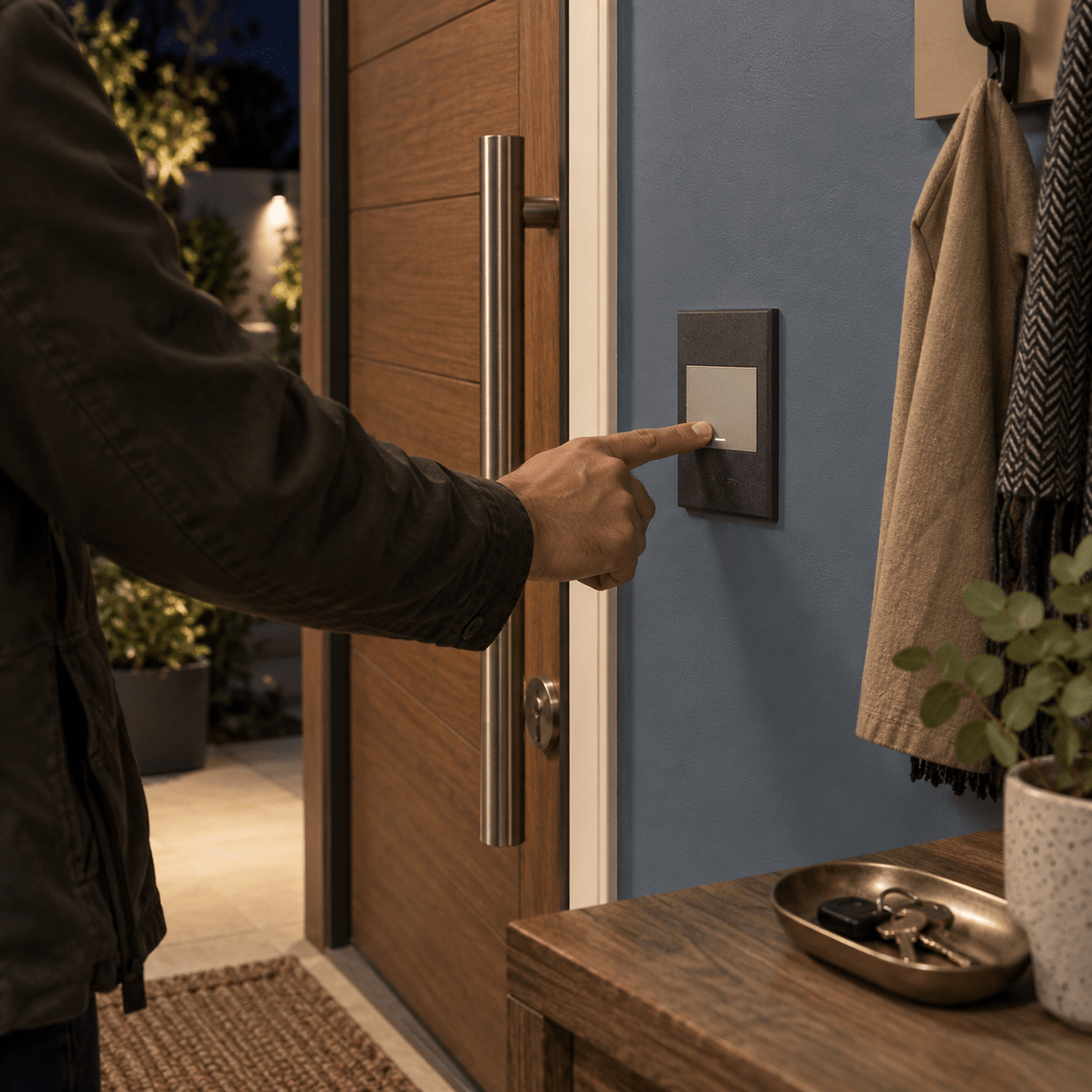 Veti 3 - One Lever Bell Press Switch - Titanium / Graphite lifestyle: Entrance hall by the front door