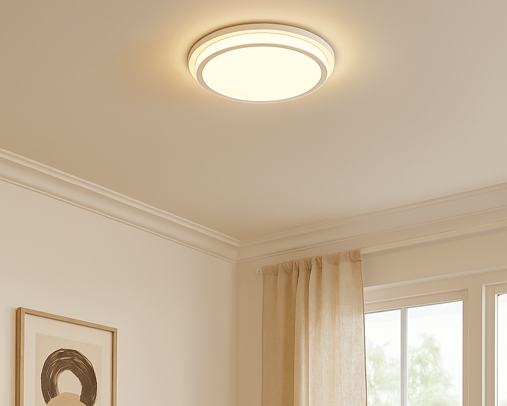 Ceiling LED panel flat and unobtrusive in tight ceiling