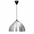 Silver pendant lamp with black canopy on a white background