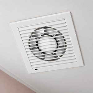 6 Inch (150mm) Bathroom Extractor Fan lifestyle image: Close ceiling detail showing the 152mm flush opening
