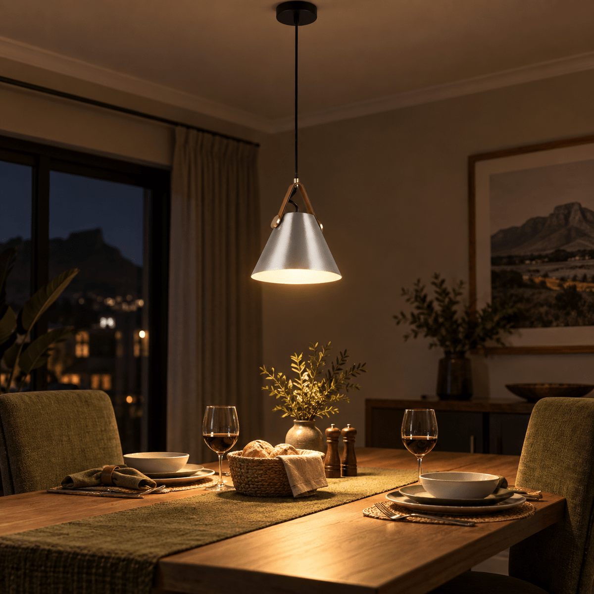 Oliver Pendant Light — PROMPT 4 — Night dining table focal point