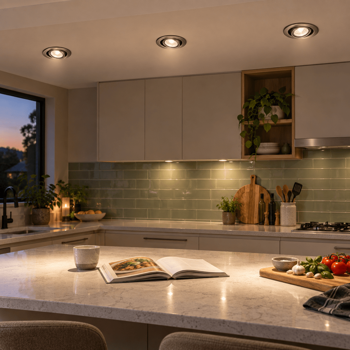 Gun Metal Downlight Liam — PROMPT 1 — Kitchen Counter Accent Downlight
