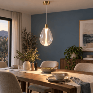 Henry Pendant Light lifestyle scene: Dining room pendant glow over a table