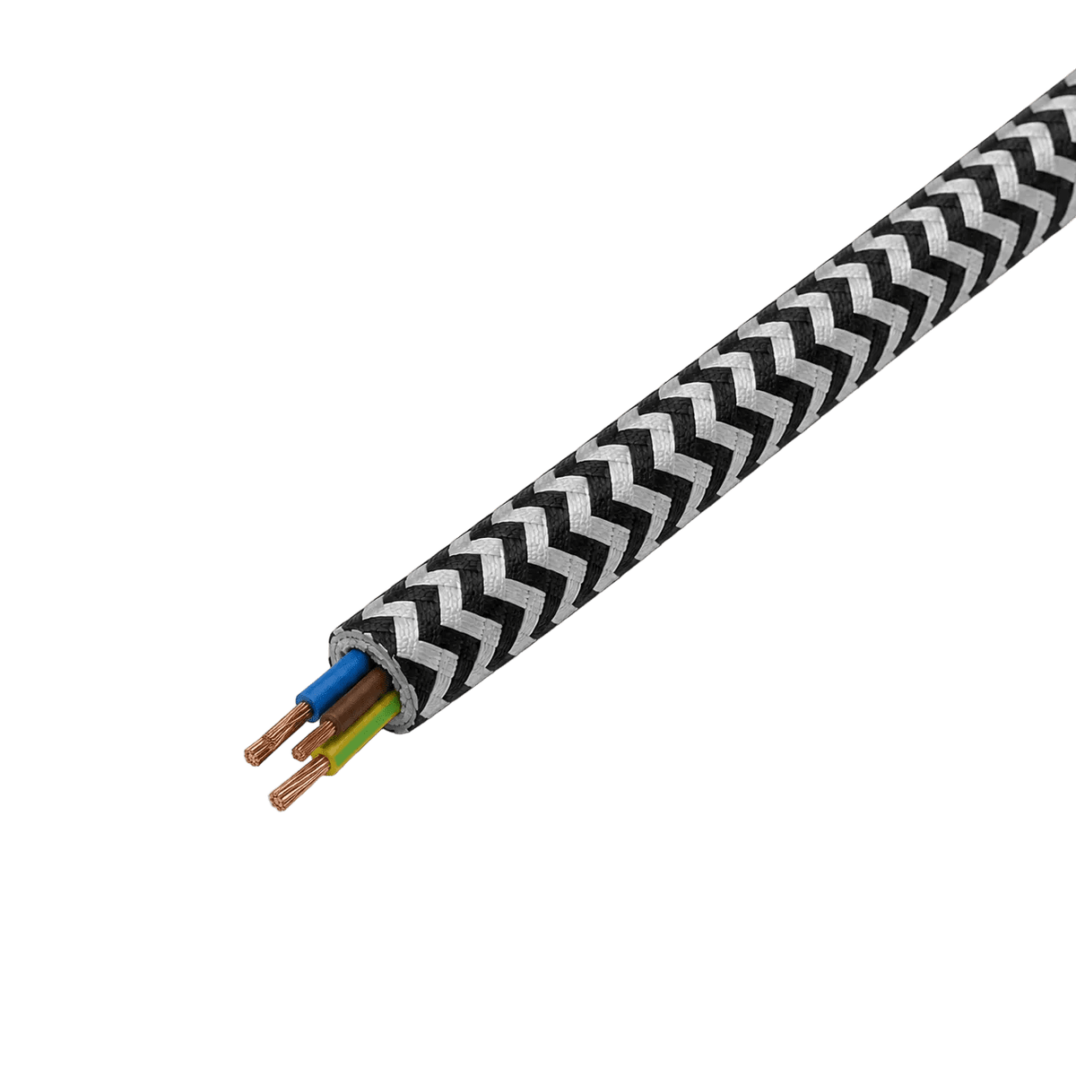 Black & White 3 Core Canvas Cable - 0.75mm² x 20m