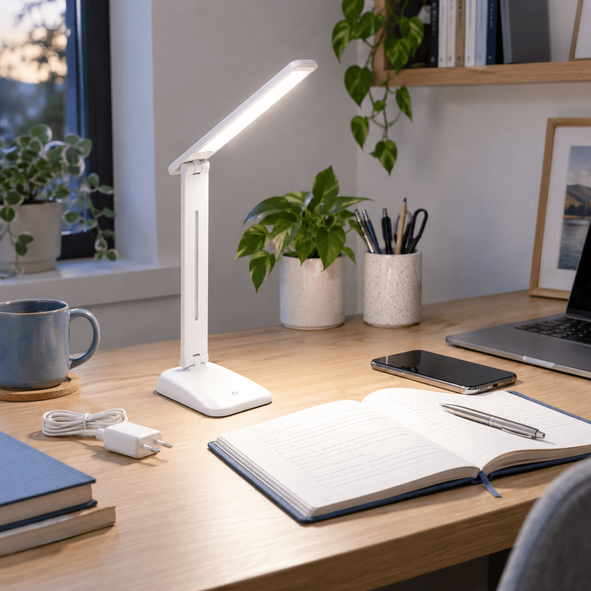 Sophia Rechargeable LED Table Lamp lifestyle scene: Home office desk task light