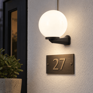 Olivia Outdoor Wall Light lifestyle scene: Closer detail of one unit by a house number