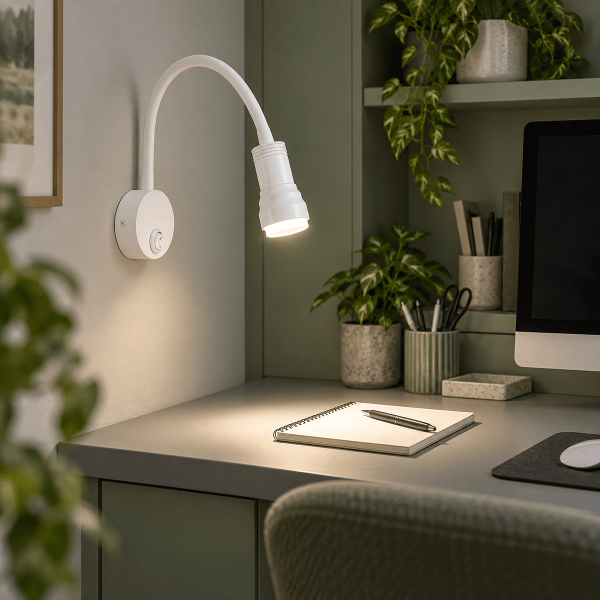 Indoor Wall Light Isla lifestyle scene: Home office desk task focus