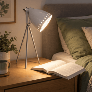 Tri Pod Desk Lamp Aisha lifestyle scene: Reading by the bed