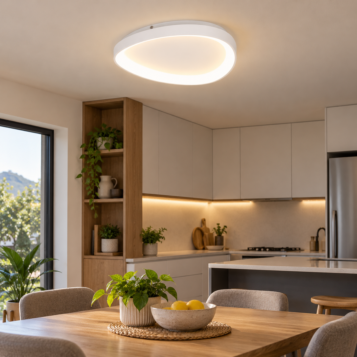 White 36W LED Ovoid Ceiling Light – 42cm, 3000K lifestyle scene 2