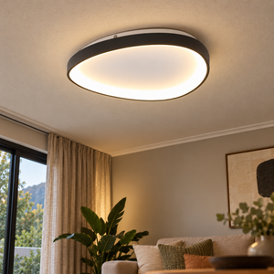 Black 36W LED Ovoid Ceiling Light – 42cm, 3000K lifestyle scene 3