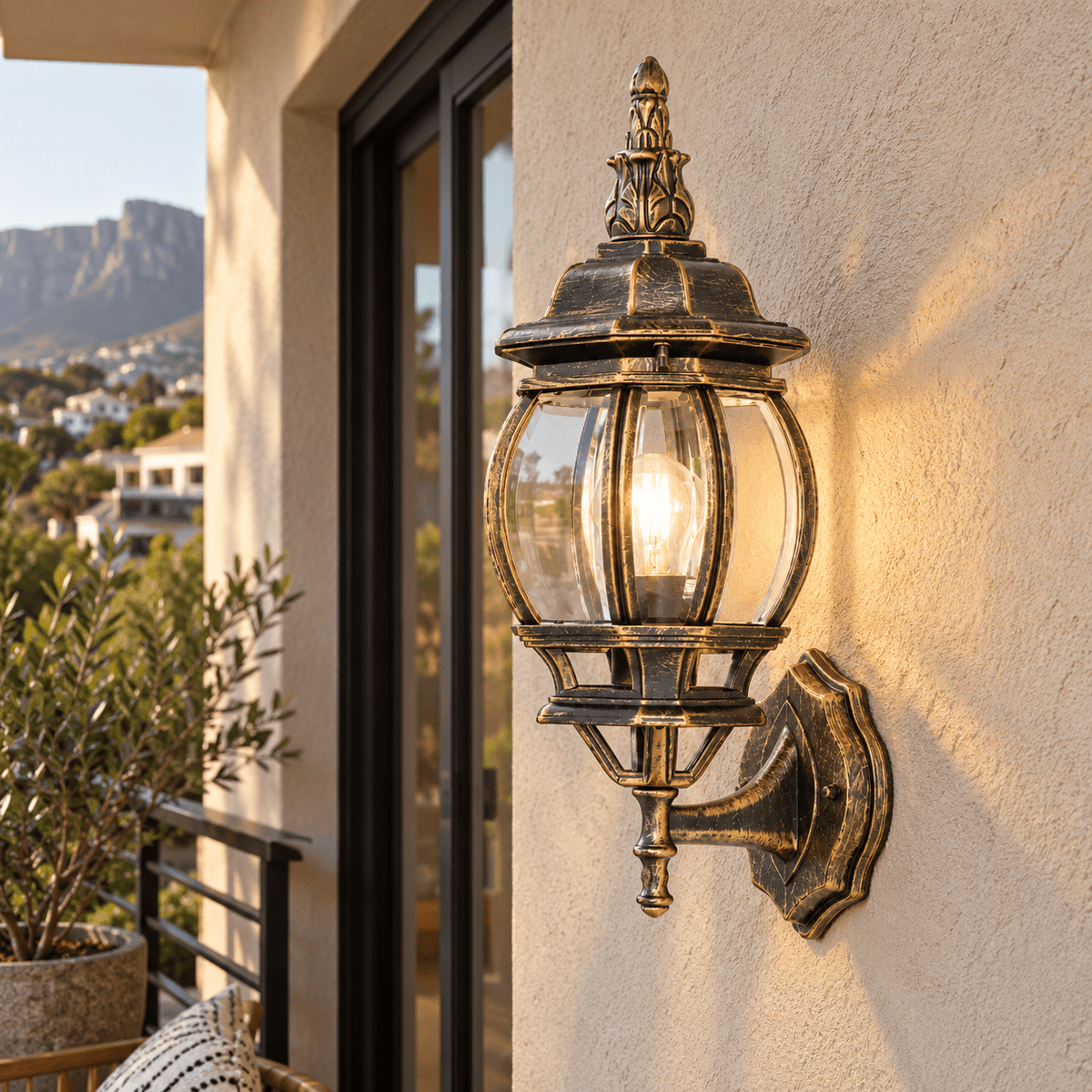Black & Gold Outdoor Wall Lantern lifestyle scene 3
