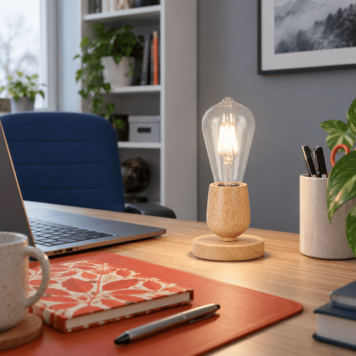 Brightstar Wood Metal Table Lamp Compact Design lifestyle photo 2