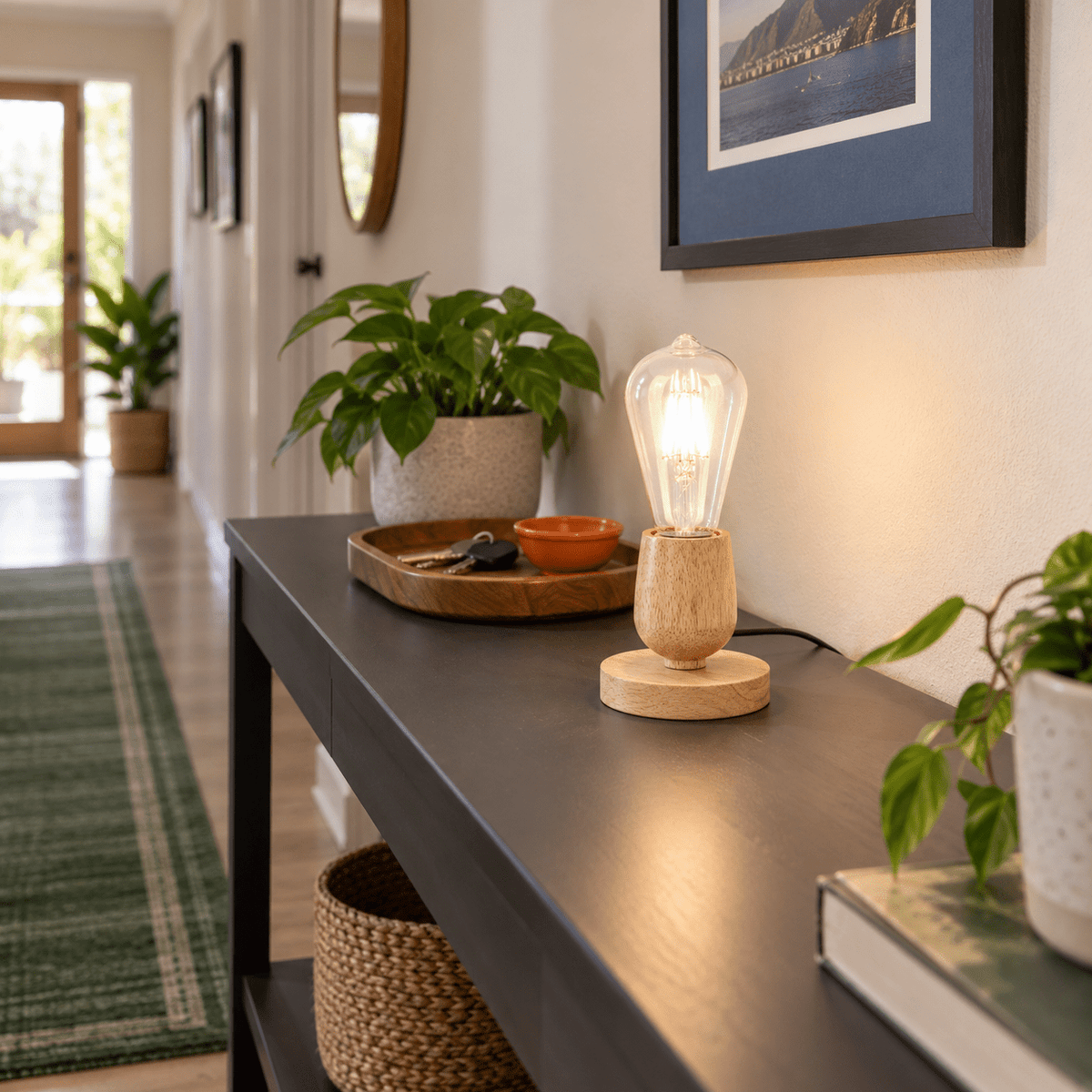 Brightstar Wood Metal Table Lamp Compact Design lifestyle photo 4