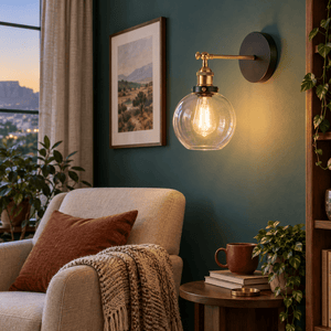 Antique Brass Glass Ball Wall Light lifestyle photo 1
